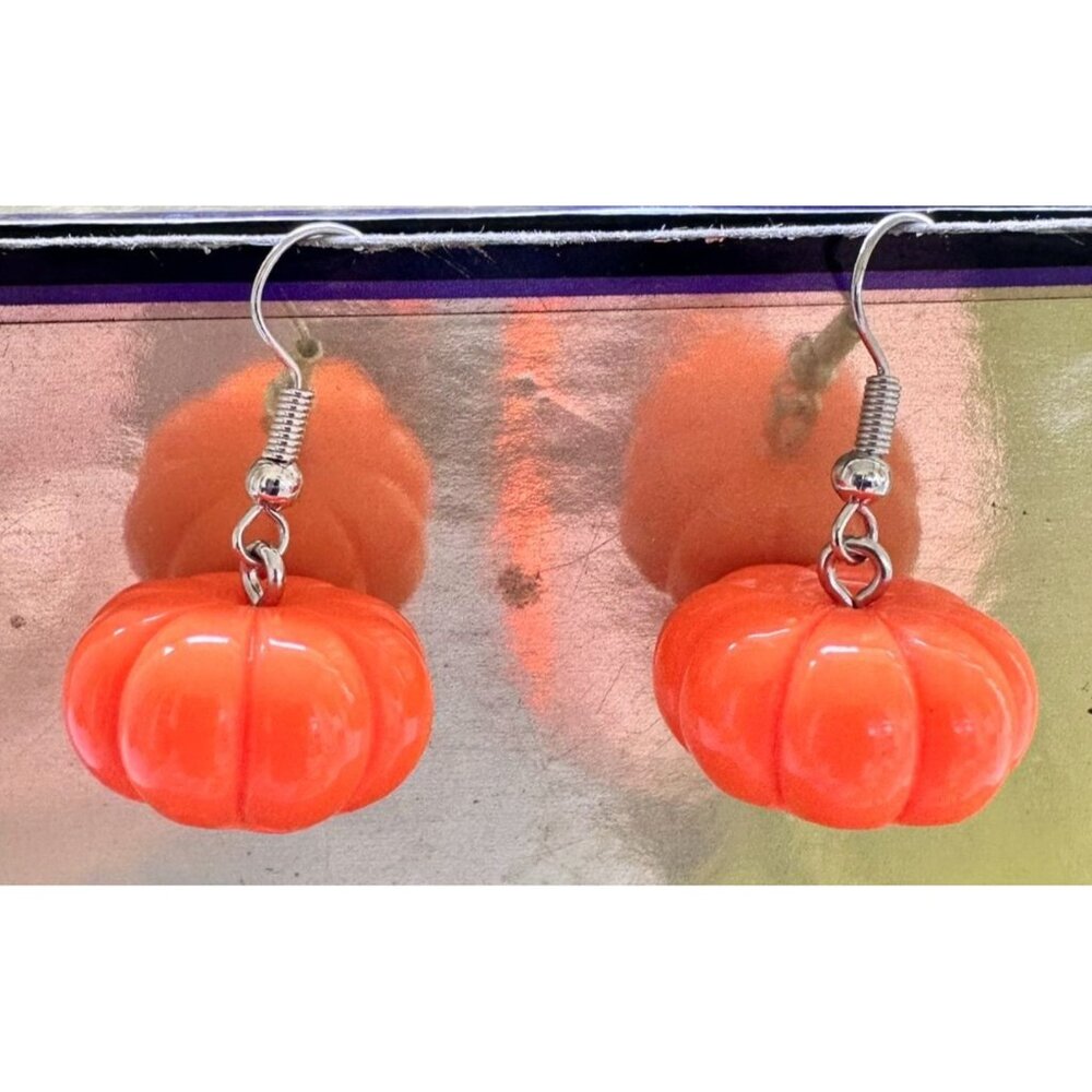 Pumpkin Earrings Thanksgiving Fall Festive Harvest New Handmade Dangle Hooks